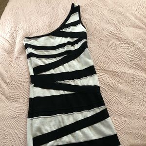 bebe Dresses - 2B Bebe striped one shoulder lurex dress bebe Dresses - 2B Bebe striped one shoulder lurex dress